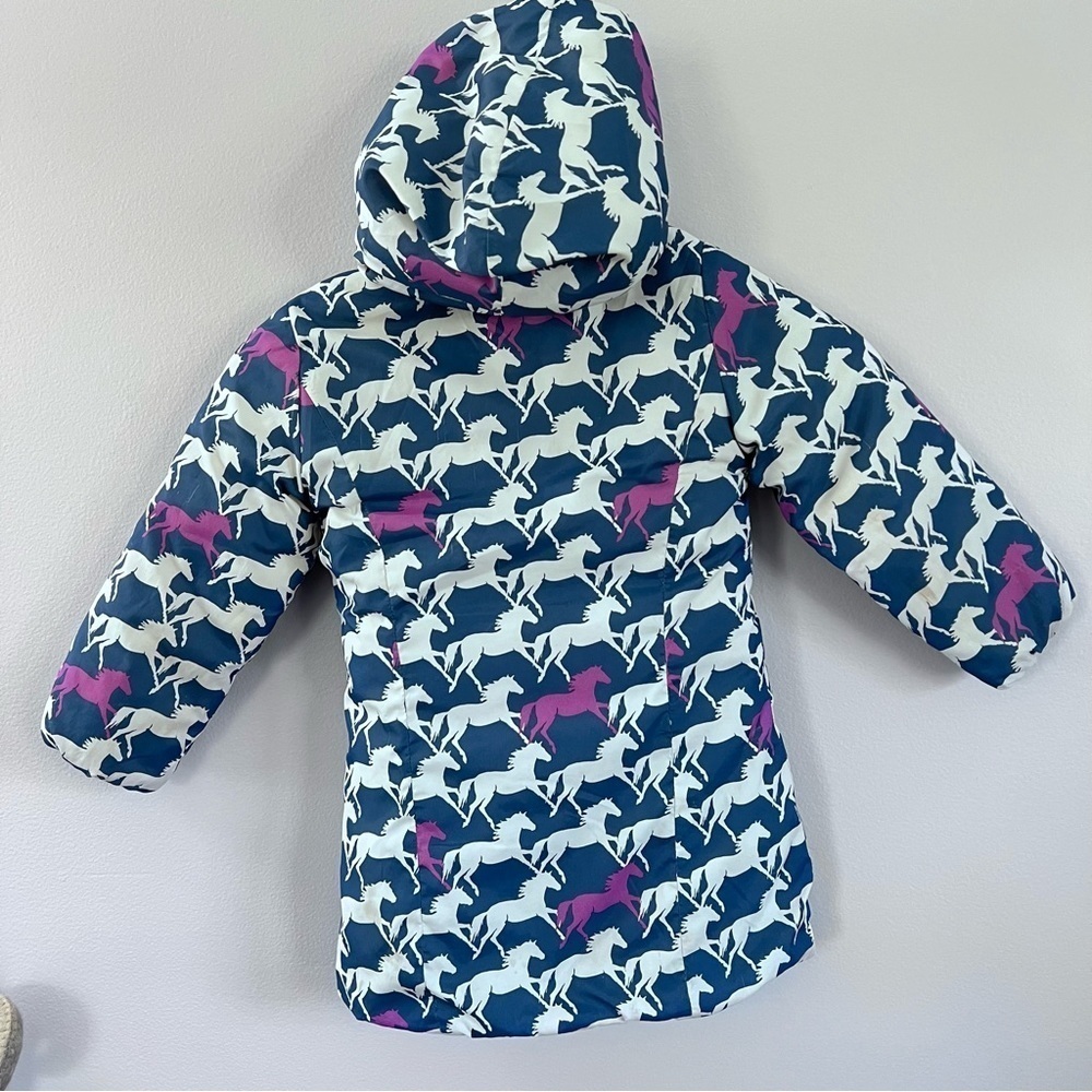 Hatley reversible galloping horse print puffer coat size 3 - Picture 2 of 9